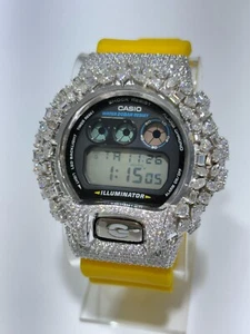 VVS Moissanite G Shock Original Watch Yellow Rubber Band - Picture 1 of 4