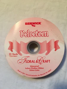 Berwick Red Velveteen Floral Craft Waterproof Ribbon 25 yds VINTAGE NEW - Picture 1 of 4