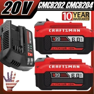 2PACK 20Volt For Craftsman V20 6.0Ah Li-ion Battery CMCB204 CMCB202 /Charger - Picture 1 of 27