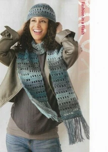 JENGA HAT & SCARF SET WOMEN'S CROCHET PATTERN INSTRUCTIONS - Picture 1 of 1