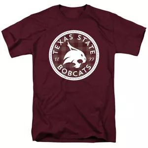 Texas State University Adult T-Shirt Plaid Badge, Maroon, S-3XL - Picture 1 of 6