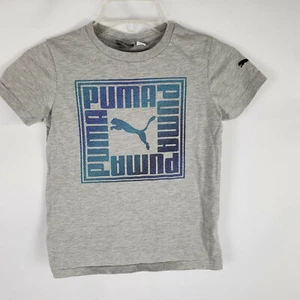 Puma Girls Youth Short Sleeve Gray Logo Tee Size 7 AI - Picture 1 of 6