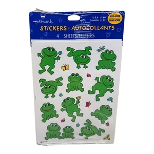 Vtg HALLMARK Acid Free stickers happy frogs butterflies ladybugs Sealed 4 Sheets - Picture 1 of 2