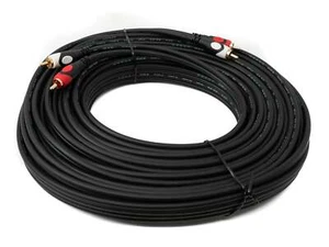 SYSTEM-S Cinch 2 RCA Cable 20 M Plug To Plug Stereo AV In Black - Picture 1 of 6