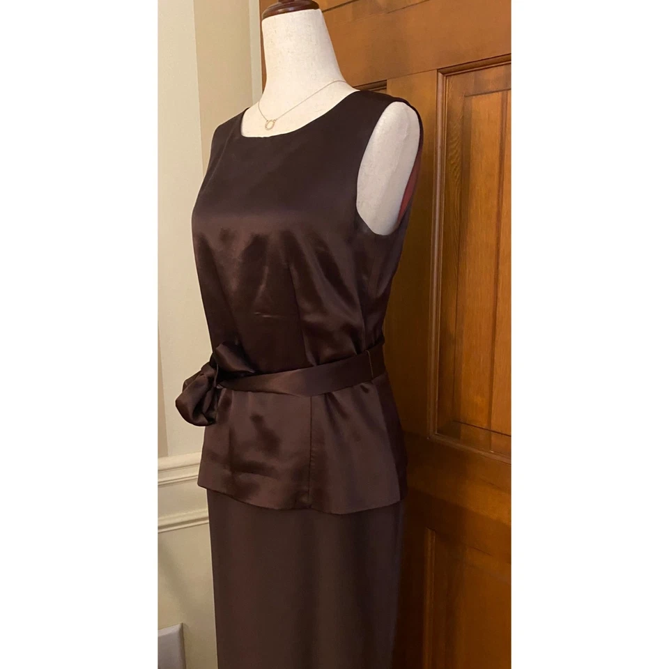 Vestido Largo Completo Vintage Años 50/60 Clásico Satén Lazo Mujer Talla 6 Boda Madre Foto 1 de 4