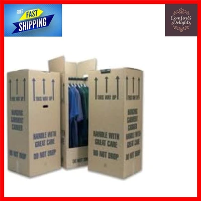 5 Tall Flat Packed Wardrobe Boxes - Strong Cardboard for Safe Clothing Storage - Image 1 of 2
