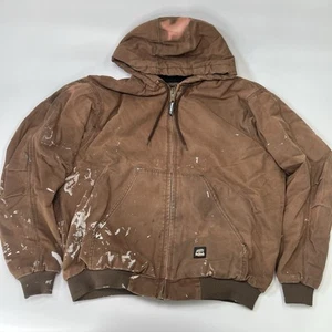 Berne Coat Jacket Distressed Utility Brown Duck Canvas Lined Work Coat - Size XL - Foto 1 di 6