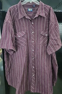 Falcon Bay Men's 5XLT Short Sleeve Pearl Button Up Plaid Shirt W/ Pockets - Picture 1 of 8