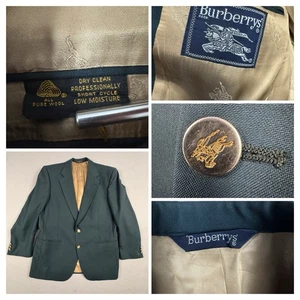 Vintage Burberry’s Grün 100% Wolle Goldknopf 1989 Sport Mantel Blazer Jacke 38R - Bild 1 von 17