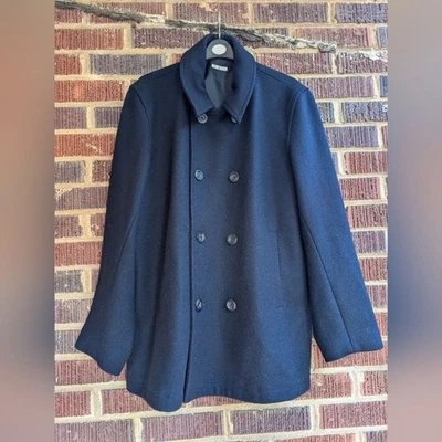 Y2K Halogen Women's Classic Double-Breasted Wool Blend Peacoat-Navy-Sz Med - Image 1 of 4