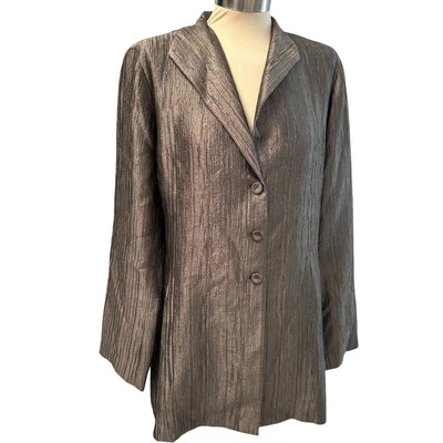 Blazer chaqueta de crepé forrada de seda marrón talla M Lagenlook de Eileen Fisher para mujer   Foto 1 de 4
