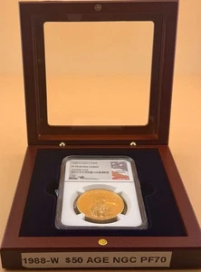 1988  $50  GOLD EAGLE NGC  PF70  ULTRA CAMEO SIGNED BY JOHN MERCANTI - Picture 1 of 7