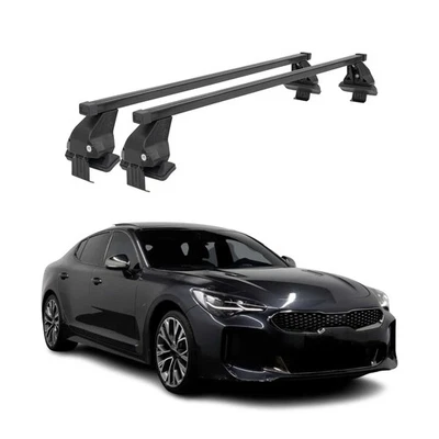 Barras transversales de techo lisas portaequipajes para Kia Stinger 2018-2023 negro 2x Foto 1 de 4