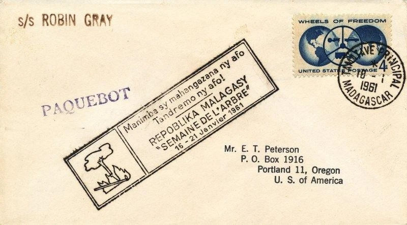 SS ROBIN GRAY ex USS Fayette correo marítimo paquebot Tamatave Principal Madagascar Foto 1 de 1