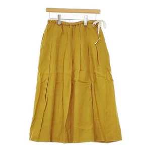 and quarter linen Long skirt mustard 5-0604M∞ - Picture 1 of 5