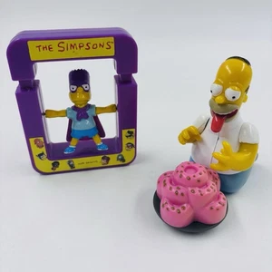 Set 2 Vtg Subway Simpsons Donut Chasing Homer Simpson 1997 Tested Spinning Bart - Picture 1 of 17