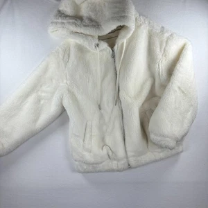 Chaqueta de bombardero de piel sintética para mujer talla XS 0/2 marfil blanco crema suave esponjosa cremallera completa - Imagen 1 de 8