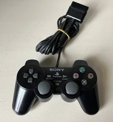 Official Black Sony PS2 Playstation 2 DualShock 2 Controller & NEW BUTTON FLEX - Image 1 of 4