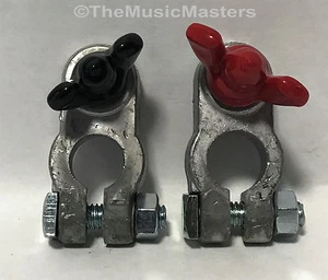 Pair +/- Boat Battery Cable Wire Post Terminal Connector Clamp Positive Negative - Picture 1 of 6