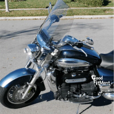 For Triumph Rocket III Large 18"x16" Clear Windscreen Windshield 7/8" 1" Mount - Image 1 of 4