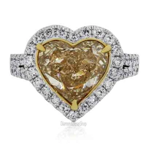 4.0Ct Heart Cut Canary Yellow Moissanite Engagement Ring in 935 Argentium Silver - Picture 1 of 5