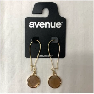 New Womens Avenue Gold Drop Earrings Simulated Amber Dangle Beautiful Gift - Picture 1 of 3