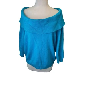 Suéter Newport News Jeanology Mujer 2X Azul Angora Mezcla Lana de Cordero Capucha Cuello - Imagen 1 de 8