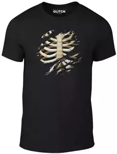 Herren Torn Rippenkäfig T-Shirt - Halloween Skelett Shirt Horror Knochen Kostüm - Bild 1 von 6