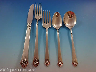 Juego de cubiertos Castle Rose de Royal Crest de plata esterlina rejilla 12 servicio 62 piezas Foto 1 de 4