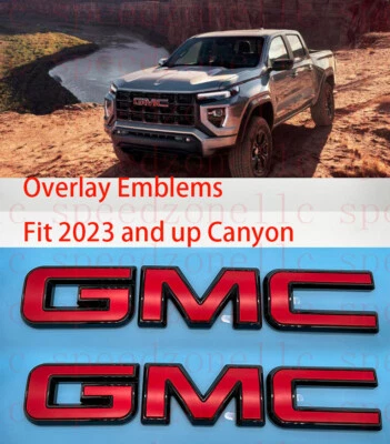 Передний и задний значок с эмблемой GMC черный красный ОВЕРЛЕЙ подходит для 2023+ GMC Canyon - Изображение 1 из 4