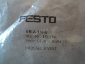 NEW FESTO GRLA-3/8-B ONE WAY ADJ. FLOW CONTROL VALVE / 3/8" NPT IN & OUT 151178 - Picture 1 of 3