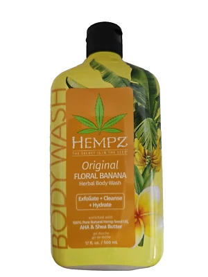 HEMPZ Original Floral Banana Herbal Body Wash 17 oz. Exfoliate Cleanse Hydrate - Image 1 of 4