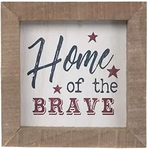 Home of the Brave Holz Wanddekoration Wohnkultur 4. Juli Geschenk - Bild 1 von 3