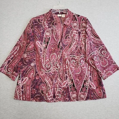 Blusa Covington Para Mujer 24W - 26W Gasa Arándano Ciruela Paisley Floral Foto 1 de 4