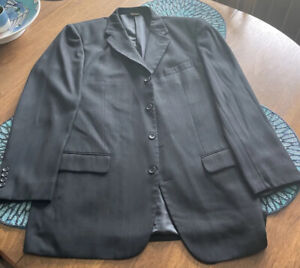 Men Suit Jacket Caravelli Black Pinstripe Jacket 42L