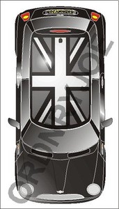 BMW Mini Union Jack Aufkleber. Silber/Grau für schwarzes Dach.