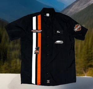 Harley Davidson Dealership Striped Work Shirt Mens Medium Genuine H-D Workwear - Picture 1 of 7