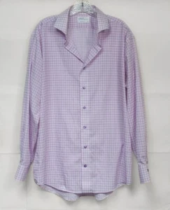 Lorenzo Uomo Mens Perfect Fashion Shirt Tattersall Check Plaid Reg Fit 34/35 - Picture 1 of 8