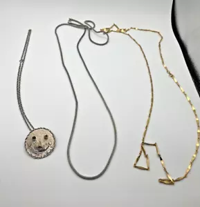 Vintage Gold and Silver Tone Costume Jewelry Necklace Lot Mixed Materials - Picture 1 of 3