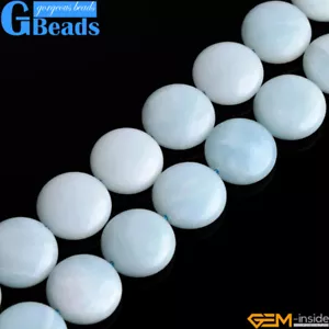 Cuentas de amazonita natural piedras preciosas cuentas espaciadoras de monedas para hacer joyas 15" 12 mm - Imagen 1 de 9