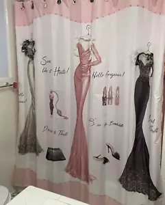 Avanti Dressed to Thrill Chic Shoe Dress Purse Lady Jeweled Bath Shower Curtain - Picture 1 of 8