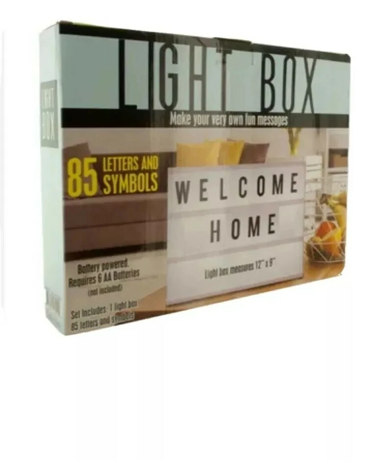 Caja de luz de letras 12 x 9 alimentada por batería 85 letras y símbolos  Foto 1 de 4