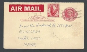 Ca 1959 PC 5c Airmail Rate On Postal Card Overpaid 2c W/Etiquette - Picture 1 of 1