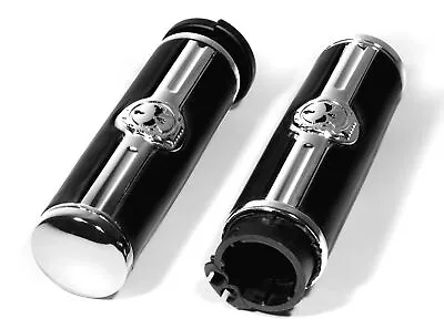 WTMT GMBH (ORIGINAL OE) Griffe Totenkopf Skull Chrom für Harley-Davidson 1" Lenker Comfort Cruiser