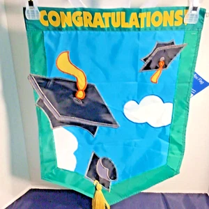 Graduation Garden Flag 12" x 18" "Congratulations" Double Sided NEW with Tags - Picture 1 of 4