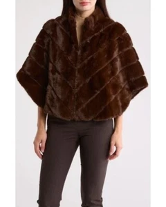 NWT La Fiorentina Women's Brown Faux Fur Capelet Color Brown One Size MSRP $299 - Picture 1 of 3