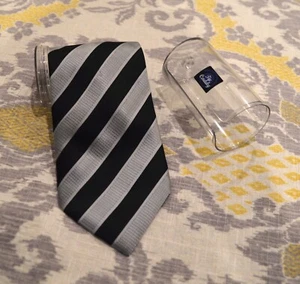 NIB Giorgio Armani gray black stripes classic silk tie Made in Italy One Size - Picture 1 of 3