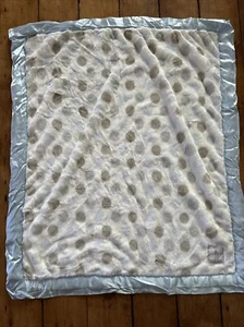 Little Giraffe White Polka Dot Blue Satin Trim Baby Blanket USA - Picture 1 of 4