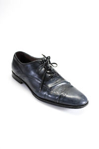 Dolce and Gabbana Mens Wing Tip Leather Derby Shoes Dark Blue Size 8
