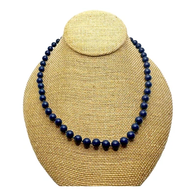 Napier Dark Navy Blue Plastic Beaded 18 Inch Necklace Fish Hook Closure Hangtag - Image 1 of 4